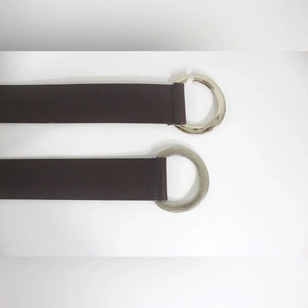 Adjustable Ellen Tracy Italian Leather Belt with Silver Buckle up to 37” - Picture 5 of 7